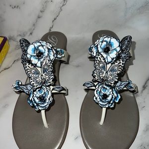 Brighton Lilia White Leather Butterfly Sandals New in Box